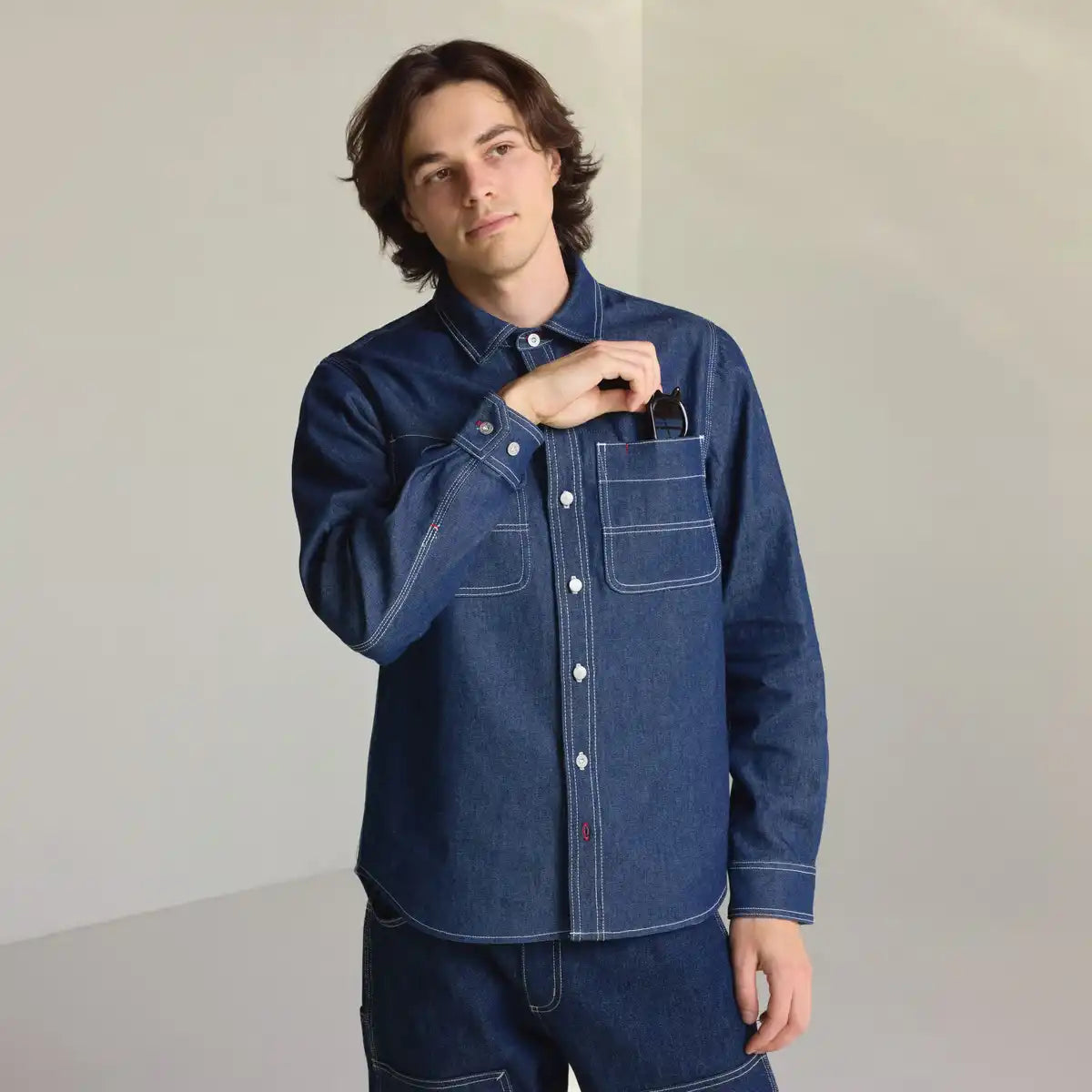 Men's Larch Mt Denim Shirt Dark Wash Indigo - Image 8